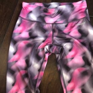 Tie dye pink and gray head tights